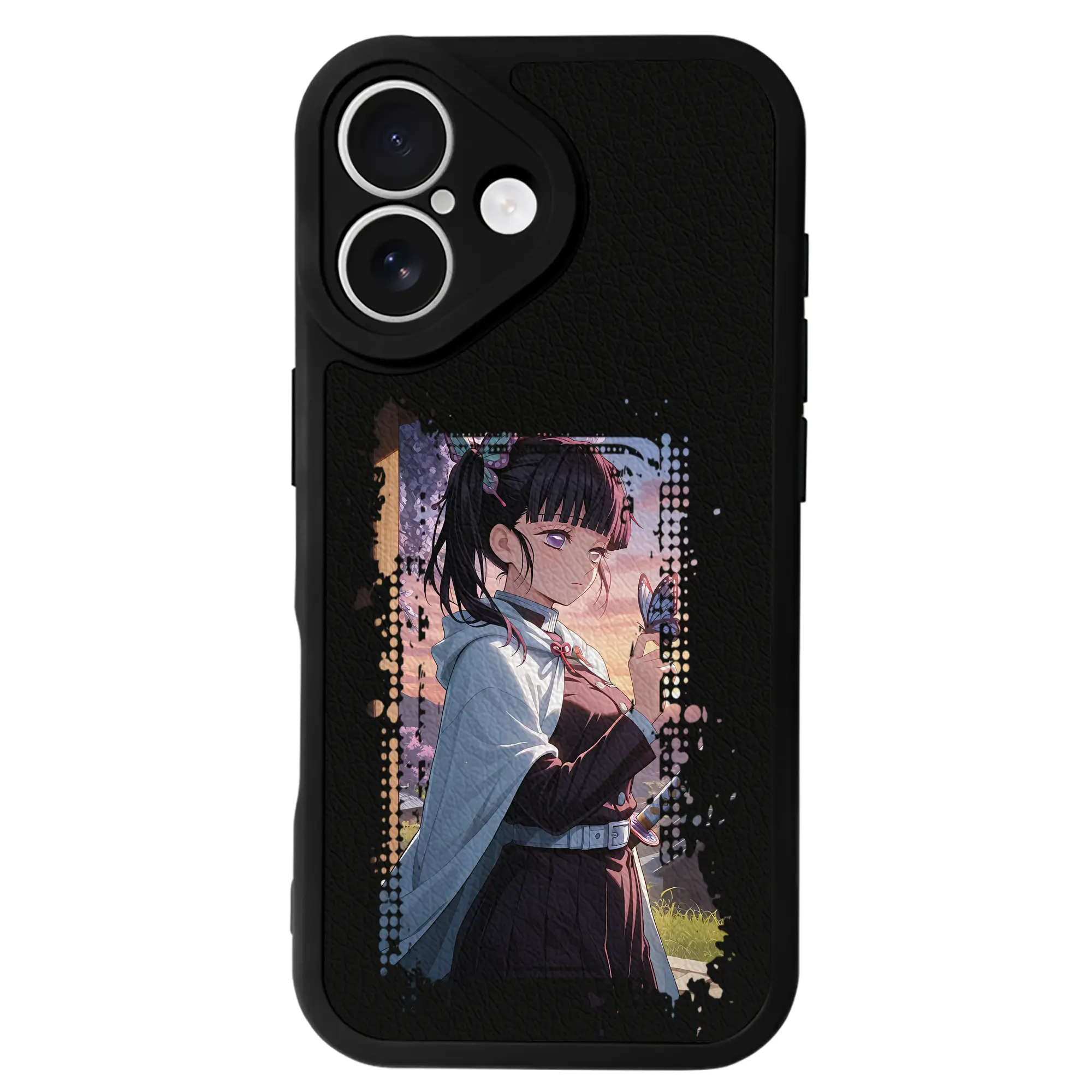 鬼滅の刃 グッズ,栗花落 カナヲ - IPhone 16シリーズ対応 ・ シリコンスマホケース ・ レザー調 ・ 高精度フィット ・ 耐衝撃 ・ ワイヤレス充電対応 ・ 精密カット